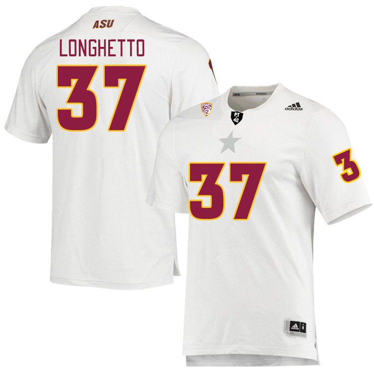 Men #37 Dario Longhetto Arizona State Sun Devils College Football Jerseys Stitched Sale-White